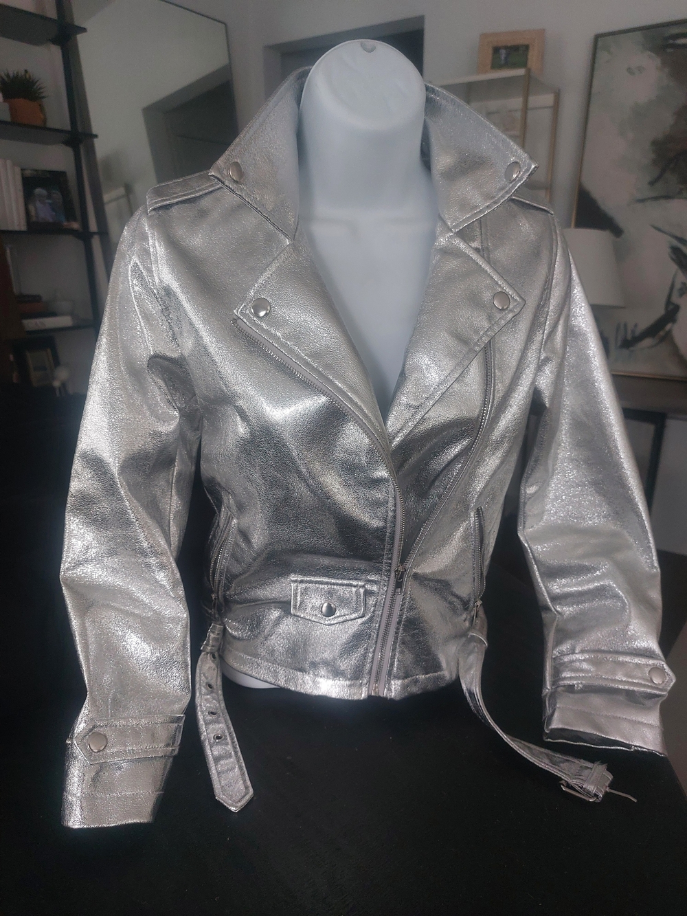 Forever 21 Metallic Silver Moto Jacket